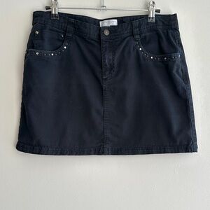 Charles Vogele Teens Black Denim Mini Skirt with Rhinestones/Studs, Size 176